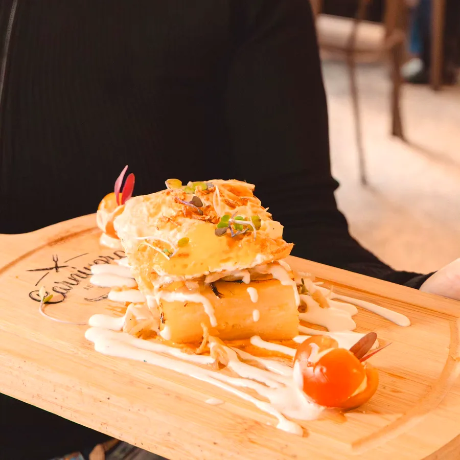 POTATO, ONION AND EGG MILLE-FEUILLE