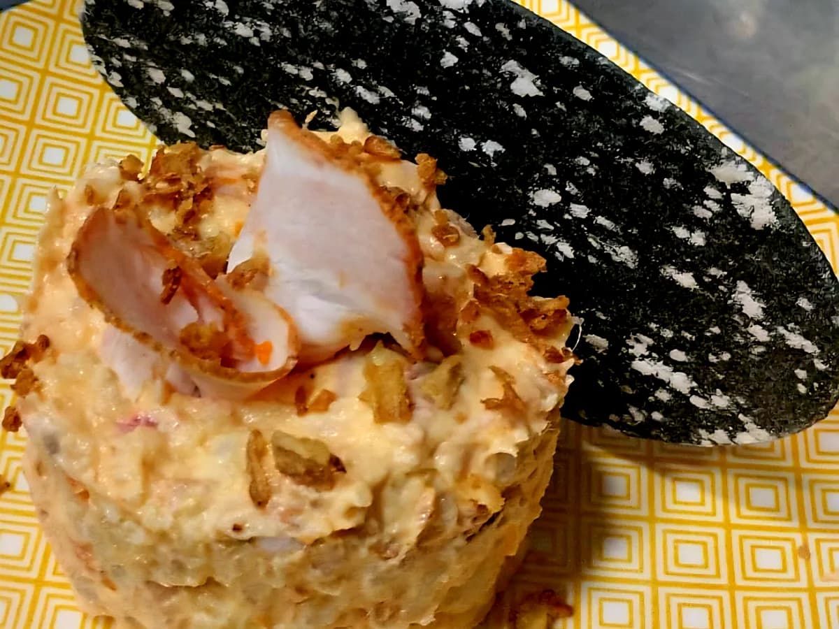 Pork Crackling Russian Salad