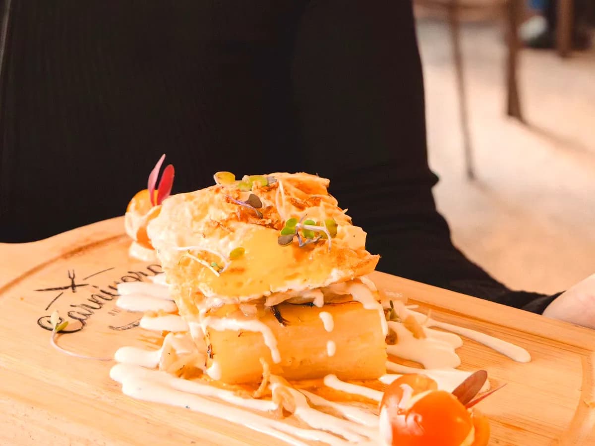 POTATO, ONION AND EGG MILLE-FEUILLE